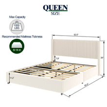 Load image into Gallery viewer, Anna - Upholstered Wingback Platform Bed With 4 Drawers Storage