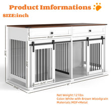 Load image into Gallery viewer, Large Dog Crate, Water Resistant Indoor Pets Furniture Double Dog Crates - Brown White