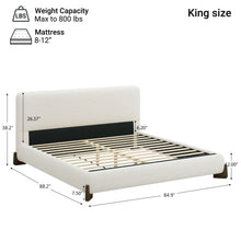 Load image into Gallery viewer, Elegant Boucle Upholstered Bed With Solid Wood Legs