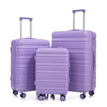 Load image into Gallery viewer, 3 Piece 20" / 24" / 28" Spinner Luggage Set & Combination Lock, Durable Hard Shell With 360° Silent Wheels - Blue / Purple