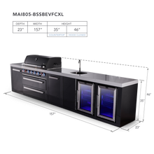 Load image into Gallery viewer, Mont Alpi 6-Burner Black Stainless Island w/Beverage Center, Fridge & Extra Storage Cabinet