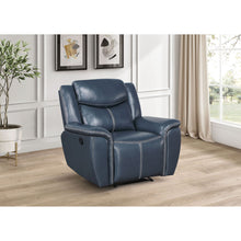 Load image into Gallery viewer, Brier - Upholstered Padded Arm Recliner Chair With Manual Recline And Pillowtop Arms - Blue