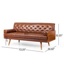 Load image into Gallery viewer, Adelaide - Tufted Sofa With Rolled Accent Pillows - Light Brown