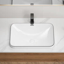 Load image into Gallery viewer, Undermount Bathroom Sink, Vessel Basin For Vanity Countertop - Milk White / Black