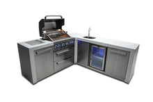 Load image into Gallery viewer, MONT ALPI 4-BURNER DELUXE ISLAND WITH A 90-DEGREE CORNER AND BEVERAGE CENTERMAi400-D90BEV-