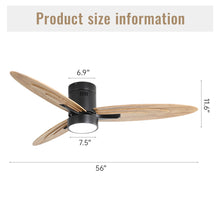 Load image into Gallery viewer, Flush Mount Ceiling Fan With Light And Remote Control, 3 Blades, Reversible DC Motor - Black