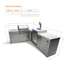 Load image into Gallery viewer, Mont Alpi 4-Burner Orig. Series Island w/90 Degree Corner and Kegerator