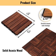 Load image into Gallery viewer, Interlocking Deck Tiles Striped Pattern, Square Acacia Hardwood Outdoor Flooring For Patio, Bancony, Pool Side