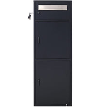 Load image into Gallery viewer, Large Steel Freestanding Floor Parcel Package Drop With Locking Letterbox Drop Mail Box With Multi Compartments - Black