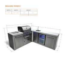 Load image into Gallery viewer, Mont Alpi 4-Burner Island w/90 Degree Corner and Beverage Center