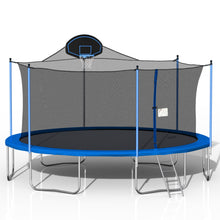 Load image into Gallery viewer, 16Ft Trampoline For Adults & Kids With Basketball Hoop, Double-Sided Cover, Outdoor Trampolines With Ladder And Safety Enclosure Net For Kids And Adults - Blue