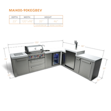 Load image into Gallery viewer, Mont Alpi 4-Burner Orig. Series Island w/90 Degree Corner, Kegerator and Beverage Center