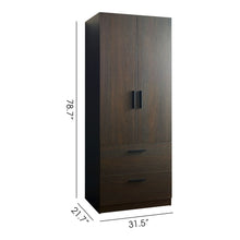Load image into Gallery viewer, Brook - 2 Door Closet With 2 Drawers And Hanging Bars - Dark Brown