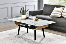 Load image into Gallery viewer, Landon - Coffee Table With Glass Marble Texture Top And Bent Wood Design