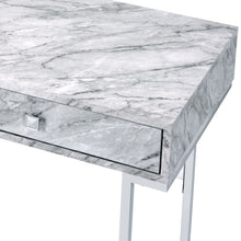 Load image into Gallery viewer, Tigress - Printed Faux Marble Top Writing Desk - White