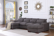 Load image into Gallery viewer, Tatman - Linen Blend Sectional With 2 Ottomans - Dark Gray