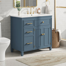 Load image into Gallery viewer, Bathroom Vanity With Sink, 1 Tip Out Drawer, 3 Side Drawers, Adjustable Shelf