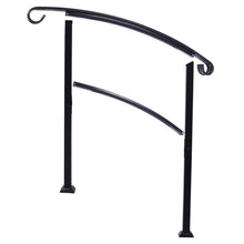 Load image into Gallery viewer, Handrails For Outdoor Steps, Fit 1 Or 3 Steps Outdoor Stair Railing, Flexible Front Porch Hand Rail, Transitional Handrails For Concrete Steps Or Wooden Stairs - Black