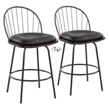 Load image into Gallery viewer, Riley - Claire Farmhouse Fixed Height Counter Stool With Swivel With Round Footrest (Set of 2)