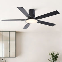 Load image into Gallery viewer, Flush Mount Ceiling Fans With LED Light And Remote Control, 5 Blades