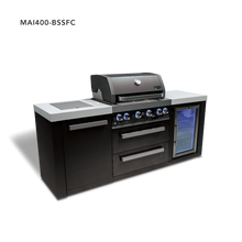 Load image into Gallery viewer, Mont Alpi 4-Burner Black Stainless Steel Island w/Fridge Cabinet