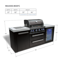 Load image into Gallery viewer, Mont Alpi 4-Burner Black Stainless Steel Island w/Fridge Cabinet