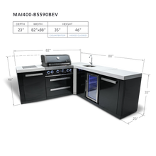 Load image into Gallery viewer, Mont Alpi 4-Burner Black Stainless Steel Island w/90 Degree Corner and Beverage Center