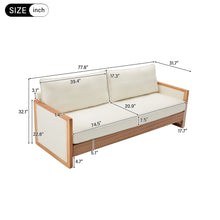 Load image into Gallery viewer, Modern 3 Seater Sofa With Wood Armrests