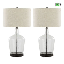 Load image into Gallery viewer, Botella - Contemporary Table Lamp Built In USB Port (Set of 2) - Clear / Oil Bronze / Natural