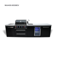 Load image into Gallery viewer, Mont Alpi 4-Burner Black Stainless Steel Island w/Beverage Center