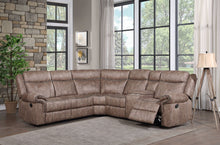 Load image into Gallery viewer, Dollum - Two Tone Nubuck Manual Recliner Sectional Sofa With USB Port Cupholder Console