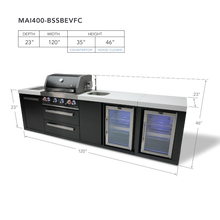 Load image into Gallery viewer, Mont Alpi 4-Burner Black Stainless Steel Island w/Beverage Center and Fridge Cabinet