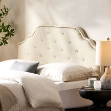 Load image into Gallery viewer, Luella - Button Tufted Full / Queen Upholstered Metal Panel Headboard - Beige