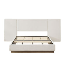 Load image into Gallery viewer, Muse - Queen Upholstered Platform Bed Frame - Ivory / Light Gray / Camel Oak