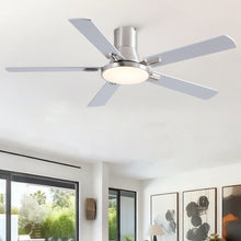 Load image into Gallery viewer, Flush Mount Ceiling Fans With LED Light And Remote Control, 5 Blades