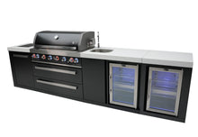 Load image into Gallery viewer, MONT ALPI 805 BLACK STAINLESS STEEL ISLAND WITH A BEVERAGE CENTER AND FRIDGE CABINET-MAi805-BSSBEVFC