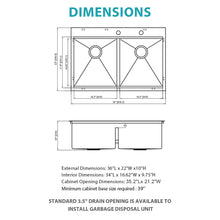 Load image into Gallery viewer, Topmount, Drop In Double Bowl Kitchen Sink