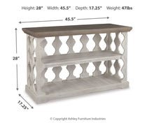 Load image into Gallery viewer, Havalance - Console Sofa Table - Gray / White