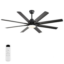 Load image into Gallery viewer, Ceiling Fan With Light 8 Blades, 18W LED 3 Color Dimmable Light, For Living Room & Bedroom - Matte Black