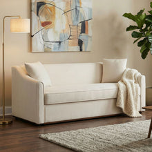 Load image into Gallery viewer, 3 Seater Sofa With Wrap Around Armrests And Throw Pillows