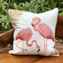Load image into Gallery viewer, Rightside Design - Flamingo Fancy Embroidered Indoor/outdoor Pillow