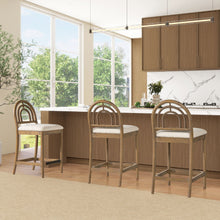 Load image into Gallery viewer, Leon - Arched Back & Upholstered Counter Stool (Set of 2) - Ivory White
