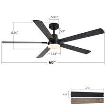 Load image into Gallery viewer, Ceiling Fan With Lights And Remot With Quiet DC Motor, 6 Speeds, Reversible Blades - Black