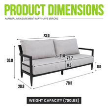 Load image into Gallery viewer, Outdoor Bench Seat Sofa, Sunbrella Cushion, Weather Resistant For Patio - Ember Black