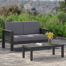 Load image into Gallery viewer, Acacia Wood Loveseat And Coffee Table Set With Cushions