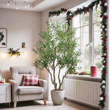 Load image into Gallery viewer, Artificial Olive Tree Large With Trunk, Indoor / Outdoor Decorative Plant For Living Room - Green