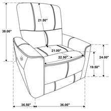 Load image into Gallery viewer, Denson - Upholstered Power Recliner Chair With USB Charging And Smooth Button Recline - Brown