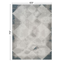 Load image into Gallery viewer, Geometrix - 5'3" X 7'3" Area Rug With Geometric, 3D Effect - Gray / Ivory