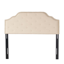 Load image into Gallery viewer, Luella - Button Tufted Full / Queen Upholstered Metal Panel Headboard - Beige
