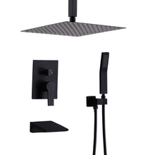 Load image into Gallery viewer, Contemporary Shower System With 12" Rainfall Head And Handheld Spray, Wall Mounted